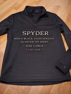 Spyder Men's Black Lightweight Quarter-Zip Shirt Jacket